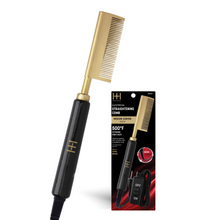 Load image into Gallery viewer, Hot & Hotter Electric Straightening Comb Medium Curved Teeth, 1 Count, Black & Gold