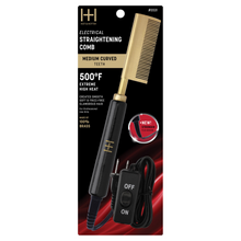 Load image into Gallery viewer, Hot & Hotter Electric Straightening Comb Medium Curved Teeth, 1 Count, Black & Gold
