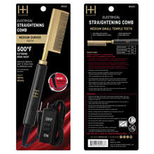 Load image into Gallery viewer, Hot & Hotter Electric Straightening Comb Medium Curved Teeth, 1 Count, Black & Gold