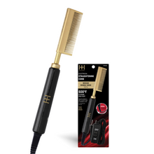 Load image into Gallery viewer, Hot & Hotter Electric Straightening Comb Medium Double Sided Teeth, 1 Count, Black & Gold