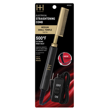 Load image into Gallery viewer, Hot & Hotter Electric Straightening Comb Medium Teeth Small, 1 Count, Black & Gold