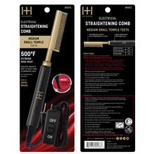 Load image into Gallery viewer, Hot & Hotter Electric Straightening Comb Medium Teeth Small, 1 Count, Black & Gold