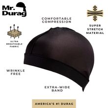 Load image into Gallery viewer, Mr. Durag Stocking Wave Cap with Wide Band, 2 Count, Black