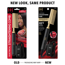 Load image into Gallery viewer, Hot & Hotter Electric Straightening Comb Medium Straight Teeth, 1 Count, Black & Gold