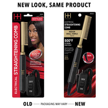 Load image into Gallery viewer, Hot & Hotter Electric Straightening Comb Medium Teeth Small, 1 Count, Black & Gold