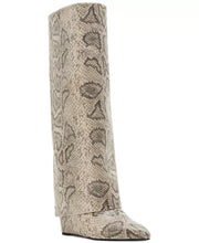 Load image into Gallery viewer, Evander Fold-Over Cuffed Knee High Wedge Dress Boots