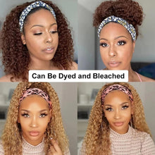 Load image into Gallery viewer, 22Inch Kinky Curly Headband Wig Human Hair Headband Wigs for Black Women Brazilain Remy Human Hair Curly Headband Wig Glueless None Lace Front Wigs 150% Density Half Wig