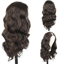 Load image into Gallery viewer, Chocolate Brown Body Wave V Part Wig Upgrade U Part Synthetic Wigs for Black Women, 24Inch Long Wavy Brown Wig V Shape Glueless Wigs Full Head Clip in Half Wig No Leave Out(#4)
