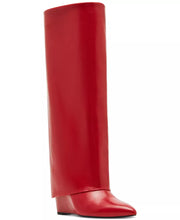 Load image into Gallery viewer, Evander Fold-Over Cuffed Knee High Wedge Dress Boots