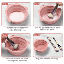 Load image into Gallery viewer, Foldable Silicone Makeup Brush Cleaner Bowl - Portable Cleaning Tool for Brushes, Powder Puffs, and Sponges (Pink)