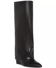 Load image into Gallery viewer, Evander Fold-Over Cuffed Knee High Wedge Dress Boots