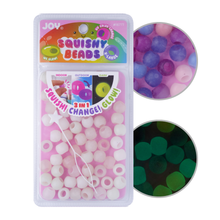 Load image into Gallery viewer, Joy Round Squishy Hair Beads X-Large, 80 Count, UV Glow-in-Dark White Mix