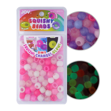 Load image into Gallery viewer, Joy Round Squishy Hair Beads X-Large, 80 Count, UV Glow-in-Dark Clear Mix