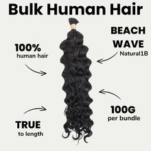 Load image into Gallery viewer, 100% Human Bulk Braiding Hair - Beach Wave