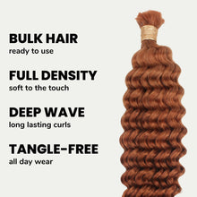 Load image into Gallery viewer, 100% Human Bulk Braiding Hair - Deep Wave, Color 350