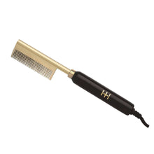 Load image into Gallery viewer, Hot & Hotter Electric Straightening Comb Medium Wide Teeth, 1 Count, Black & Gold