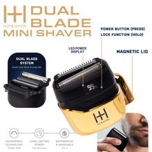 Load image into Gallery viewer, Hot & Hotter Dual Blade Mini Shaver, 1 Count Foil Electric Razor, Gold