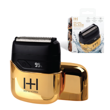 Load image into Gallery viewer, Hot & Hotter Dual Blade Mini Shaver, 1 Count Foil Electric Razor, Gold