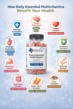Load image into Gallery viewer, Daily Essential Multivitamin Gummies for Adults – Strawberry Flavor – Immune, Energy & Wellness Support – 60 Gummies