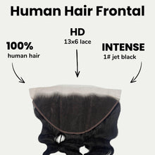 Load image into Gallery viewer, Jet Black Body Wave 13x6 HD Lace Human Hair Frontal