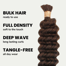 Load image into Gallery viewer, Medium Brown Deep Wave Color 4 Bulk 100% Human Braiding Hair