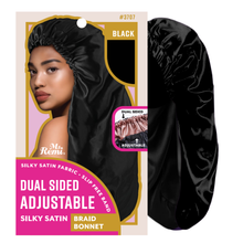 Load image into Gallery viewer, Ms. Remi Dual-Sided Adjustable Satin Braid Bonnet, 1 Count, Black