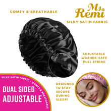 Load image into Gallery viewer, Ms. Remi Dual-Sided Adjustable Satin Braid Bonnet, 1 Count, Black