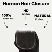 Load image into Gallery viewer, Raw Body Wave 5x5 HD Lace Human Hair Closure