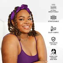 Load image into Gallery viewer, Broadus Collection Headwrap Scarf by Shante & Snoop Dogg, Purple Butterfly