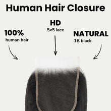 Load image into Gallery viewer, Yaki Straight 5x5 HD Lace Human Hair Closure