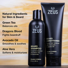 Load image into Gallery viewer, Beard Wash Set for Men, Shampoo & Conditioner Duo with Green Tea & Essential Oils, Hydrates, Softens & Strengthens Beard Hair (Made in USA) Sandalwood