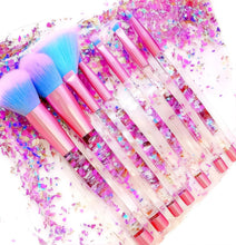 Load image into Gallery viewer, Unicorn Fan Makeup Brush Set,Crystal Sparkles Blue Blush Powder Fan Lip Eye Shadow Eyebrow Eye Blender Brush in Set