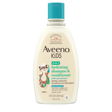 Load image into Gallery viewer, Aveeno Kids Shampoo & Conditioner, Formulated with Oat Extract to Gently Cleanse, Condition & Detangle Kids Hair, for Sensitive Skin and Scalp, Hypoallergenic, 12 Fl Oz