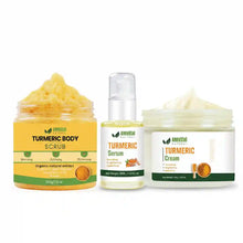 Load image into Gallery viewer, AMVital Turmeric Glow Trio (Scrub + Serum + Cream)