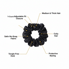 Load image into Gallery viewer, Annie Satin Adjustable Hair Scrunchie Large, 1 Count, Black