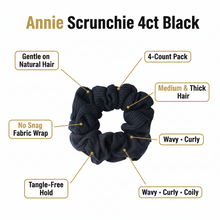 Load image into Gallery viewer, Annie Hair Scrunchie, 4 Count, Black