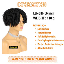 Load image into Gallery viewer, Synthetic Dreadlock Hair Topper Clip in Braided Half Wigs Locs Braided Wig Soft Short Wig Dreads for Men Women
