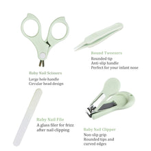 Load image into Gallery viewer, Baby Nail Kit, Baby Manicure Kit and Pedicure Kit with Cute Owl Shape Case. Baby Nail Clipper, Scissor, Baby Nail File & Tweezer for Newborn, Infant & Toddler, Mothers Day Gifts(Green)