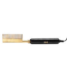 Load image into Gallery viewer, Hot & Hotter Electric Straightening Comb Medium Curved Teeth, 1 Count, Black & Gold