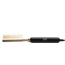 Load image into Gallery viewer, Hot & Hotter Electric Straightening Comb Medium Double Sided Teeth, 1 Count, Black & Gold