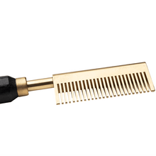 Load image into Gallery viewer, Hot & Hotter Electric Straightening Comb Medium Wide Teeth, 1 Count, Black & Gold