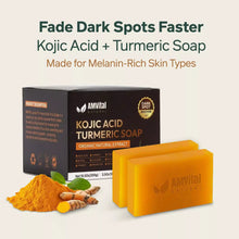 Load image into Gallery viewer, AMVital Turmeric Kojic Acid Soap Bar for Dark Spots & Uneven Tone