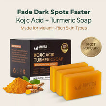 Load image into Gallery viewer, AMVital Turmeric Kojic Acid Soap Bar for Dark Spots & Uneven Tone