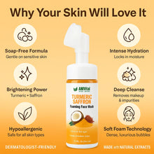 Load image into Gallery viewer, AMVital Turmeric Saffron Foaming Face Wash with Cleansing Brush