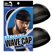 Load image into Gallery viewer, Mr. Durag Stocking Wave Cap with Wide Band, 2 Count, Black
