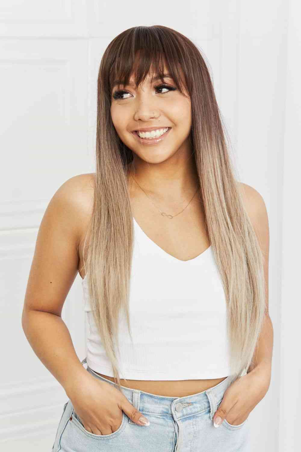 Medium Ash Blonde Synthetic Straight Wig, 26''