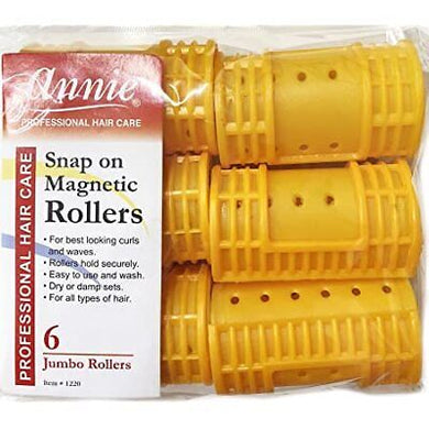 Annie Snap-On Magnetic Rollers 6Pc - 1 1/2in Jumbo