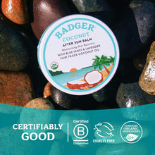 Load image into Gallery viewer, Coconut Aftersun Balm, 100% Organic Soothing Sunburn Relief, Great Smelling, Moisturizing &amp; Hydrating after Sun Skin Care, 2 Oz Tin
