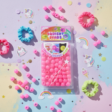 Load image into Gallery viewer, Joy Round Squishy Hair Beads X-Large, 80 Count, UV Glow-in-Dark Pink
