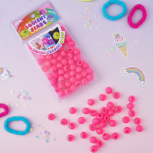 Load image into Gallery viewer, Joy Round Squishy Hair Beads X-Large, 80 Count, UV Glow-in-Dark Hot Pink

